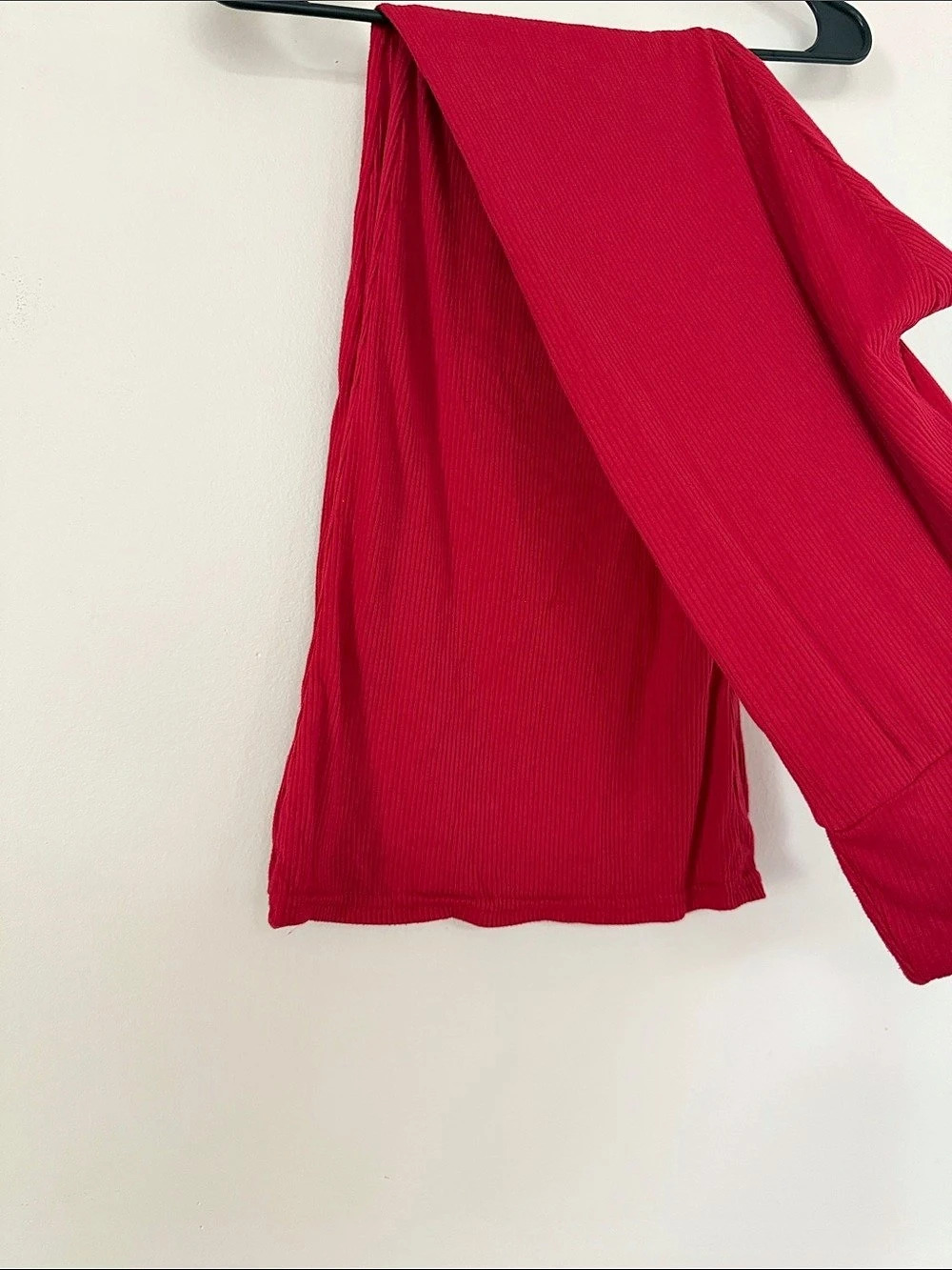 Red Ribbed Bell bottoms soft pants - Picture 2 of 2